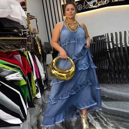 Robe en denim à bords bruts Ingrid
