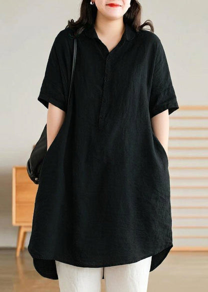 Sabine - Robe Chemise en Lin Vert Jade pour Femmes