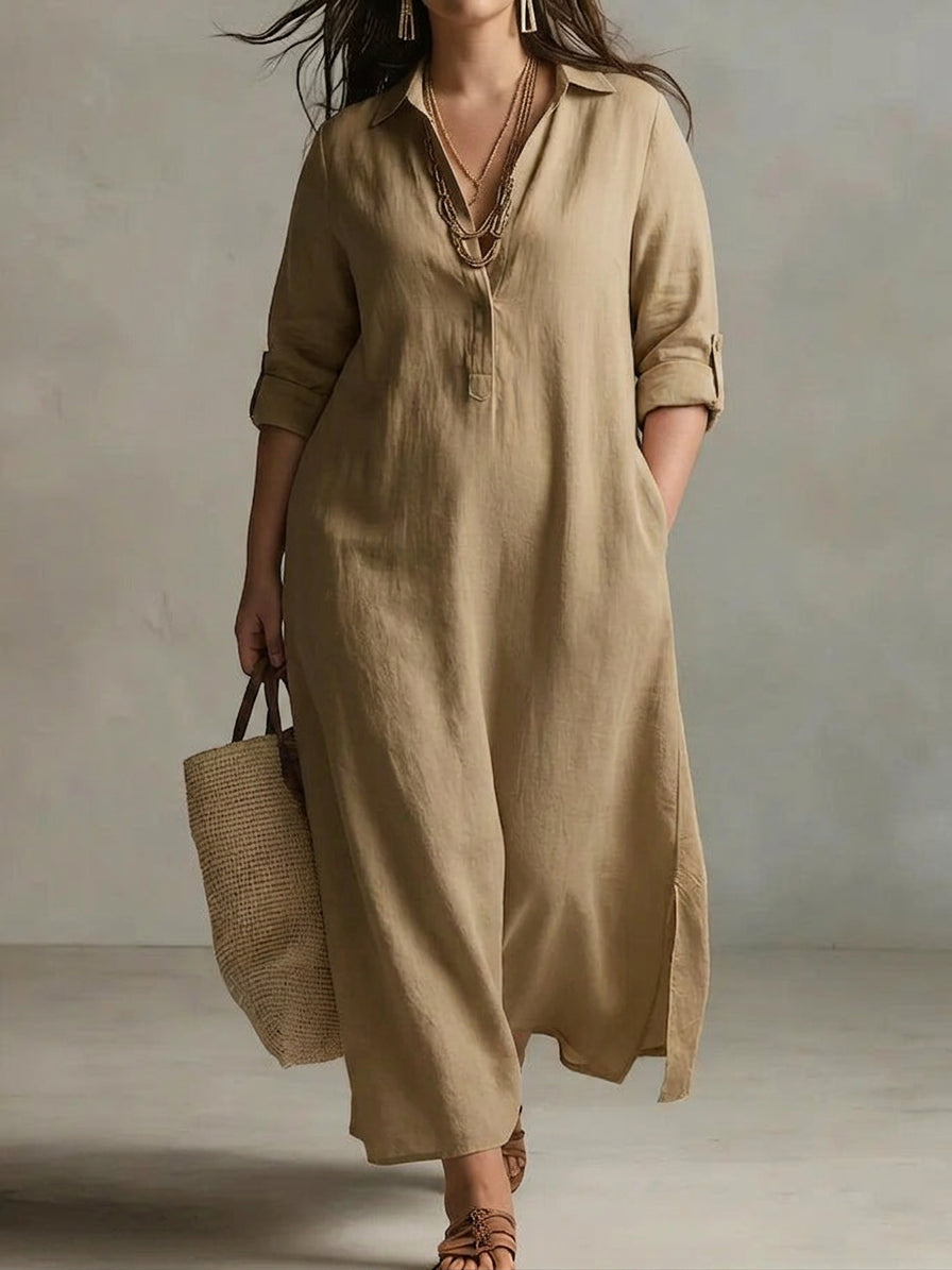 Robe Ffion à Manches Longues : Élégance Décontractée Sans Effort