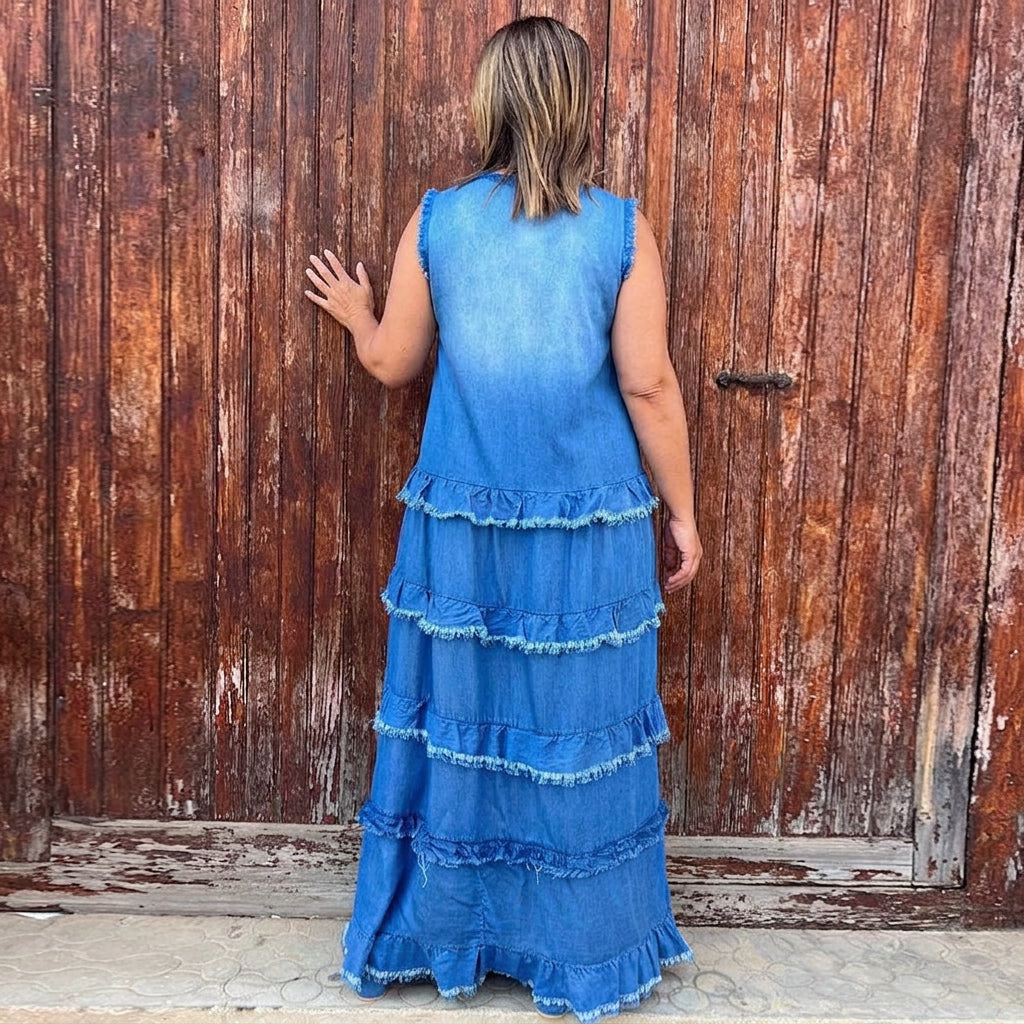 Robe en denim à bords bruts Ingrid