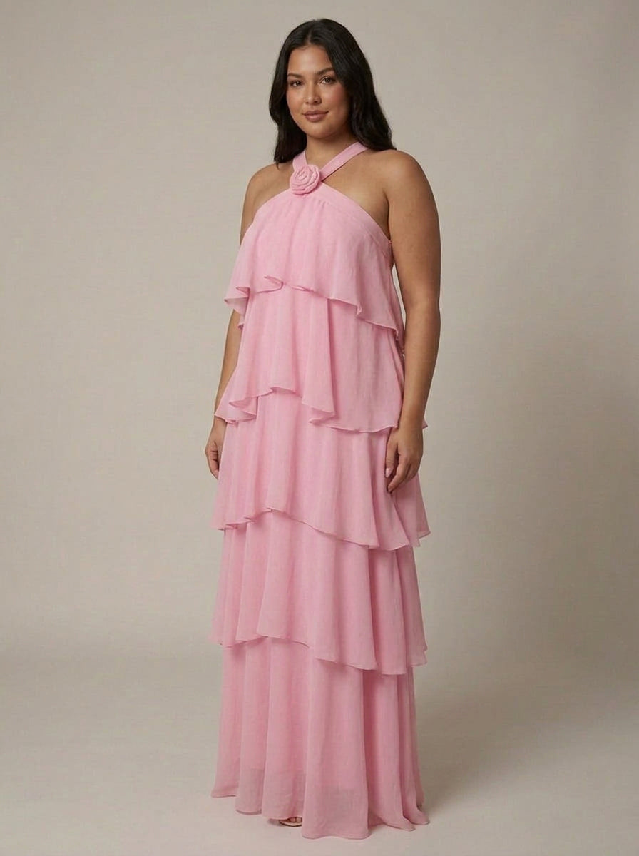 Robe Maxi à Volants Fleurie