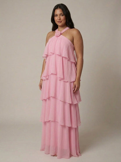 Robe Maxi à Volants Fleurie
