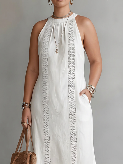 Galina | Robe midi en lin avec col mandarin