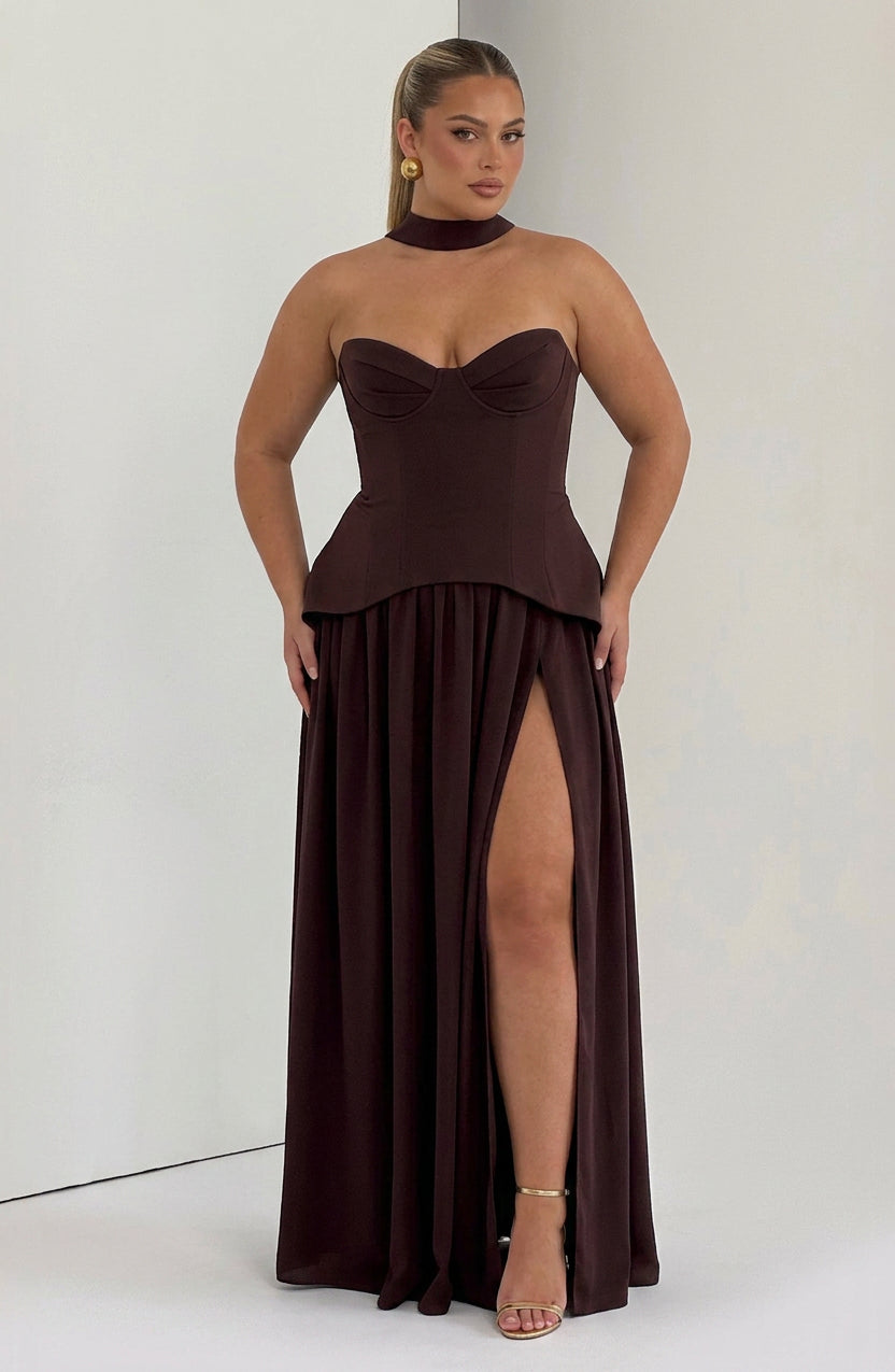 Robe Maxi Opaline - Brun Prune